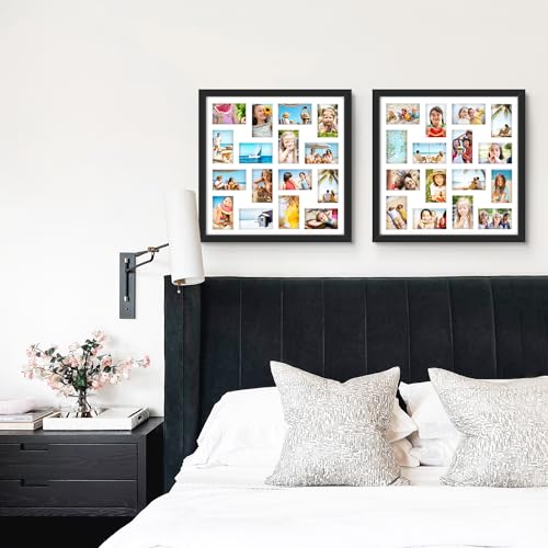 Image of DUENPY 22x22 Picture Frame 4x6 Collage Picture Frame Displays Sixteen 4x6 inch Photos Collage Wall Decor Wall Hanging Black