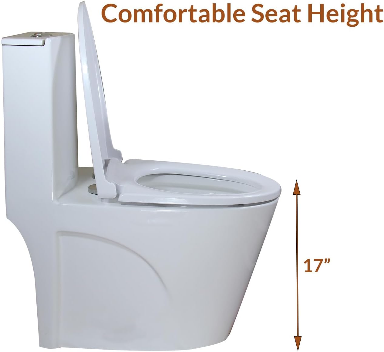 WinZo WZ5040P Elongated Rear One Piece Toilet High Efficiency Dual Flush 1.1/1.6 GPF With UF Soft Closing Seat,Wall Discharge Horizontal Outlet For Mecerating,White