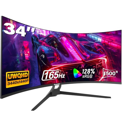 Gawfolk 34 Inch Ultrawide Curved Gaming Monitor, 21:9 WQHD 3440x1440 165Hz Curved 1500R Computer Monitor PIP/PBP,1ms(MPRT) 127% sRGB,HDMI & DP,Tilt Adjustable,Panoramic for Office & Immersive Gaming