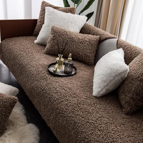 forestalk Housse de canapé sectionnel en velours épais, doux et chaud pour salon, housse de canapé en forme de L antidérapante, pour enfants, chiens, animaux domestiques (taille : 90 x 180 cm, couleur