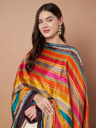 Image of Women's Art Silk Bandhani Print Dupatta with 2.20 Meters | Women's cotton printed dupatta with tassels