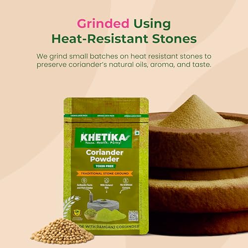 Image of Khetika Coriander Powder 100g I Ramganj Dhania Powder I Stone Ground I With Natural Oils I Toxin Free I No Added Preservatives & Colours