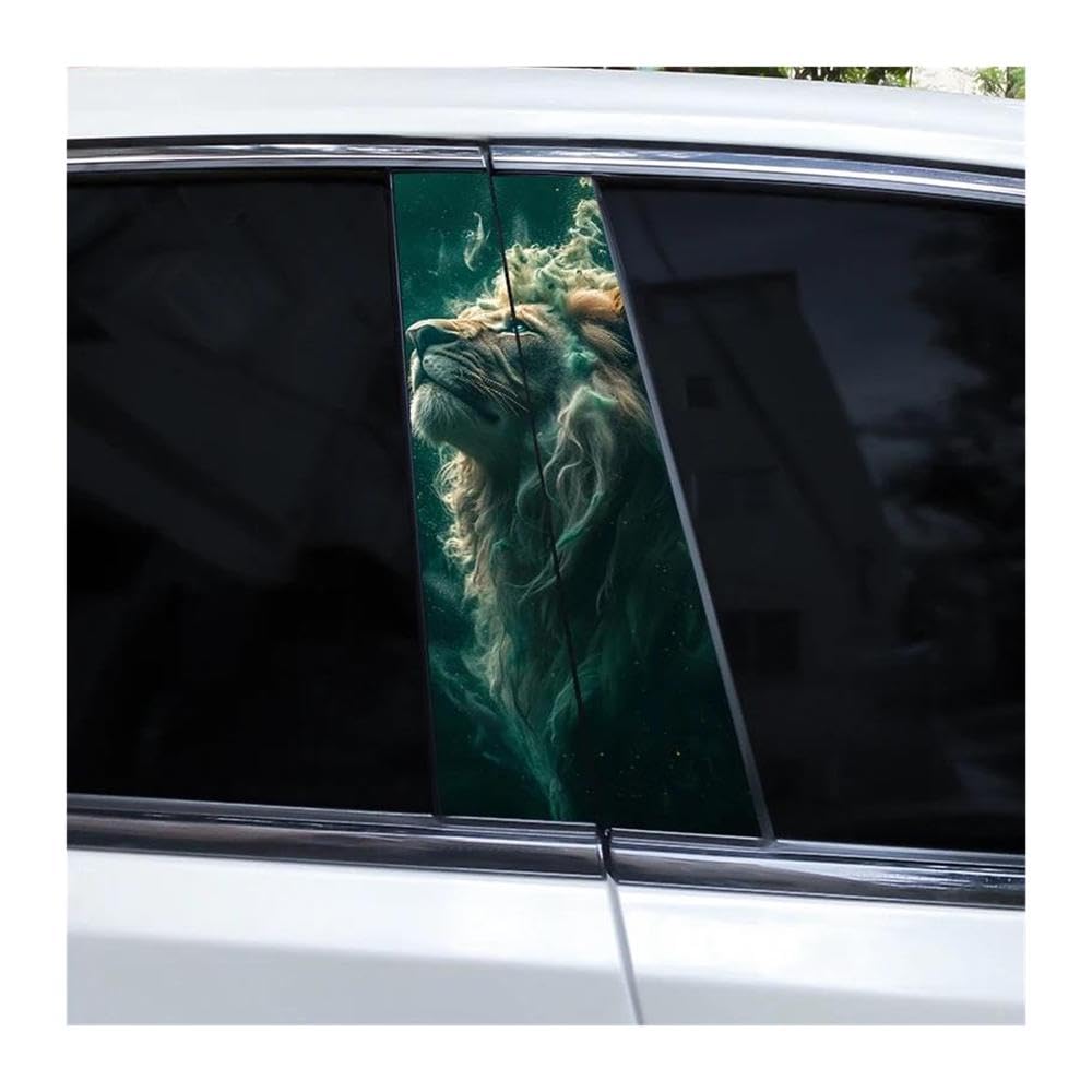 Decorative Items 1pair Animal Lion Car Door Pillar Sticker DIY Car B Pillar Vinyl Sticker(I)