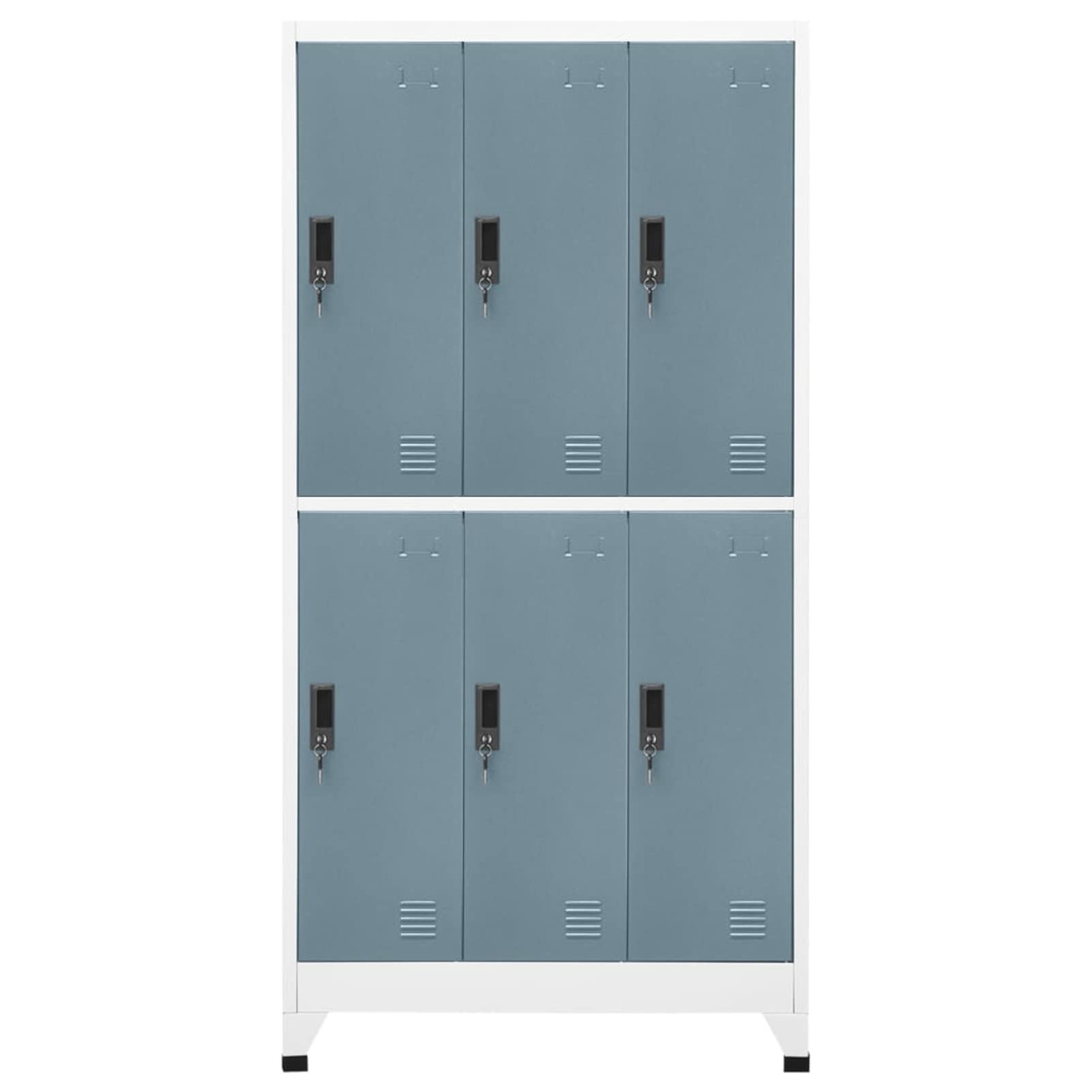 Taquillas vestuarios,Taquillas Metálicas, Vestuario, Armario de Acero, Armario con 6 Taquillas de Acero Armarios de Almacenaje 90x45x180 cm Gris Claro y Gris Oscuro