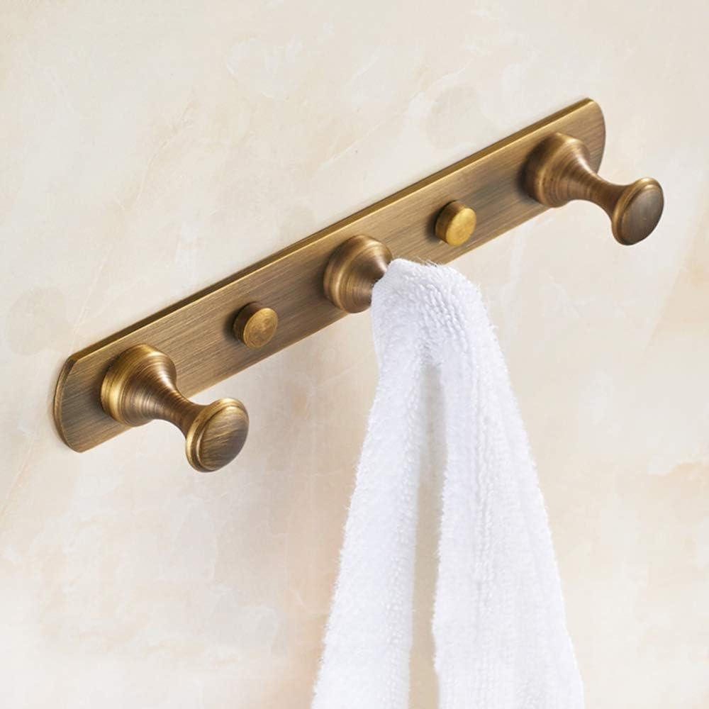 asdchZen Towel Hook, European And American Retro Towel Rack, Coated Brushed Brass Hook, Wall-Mounted Coat Hook, Suitable For Bathroom And Kitchen-One Color-Five Hooks,One Color-Three hooks