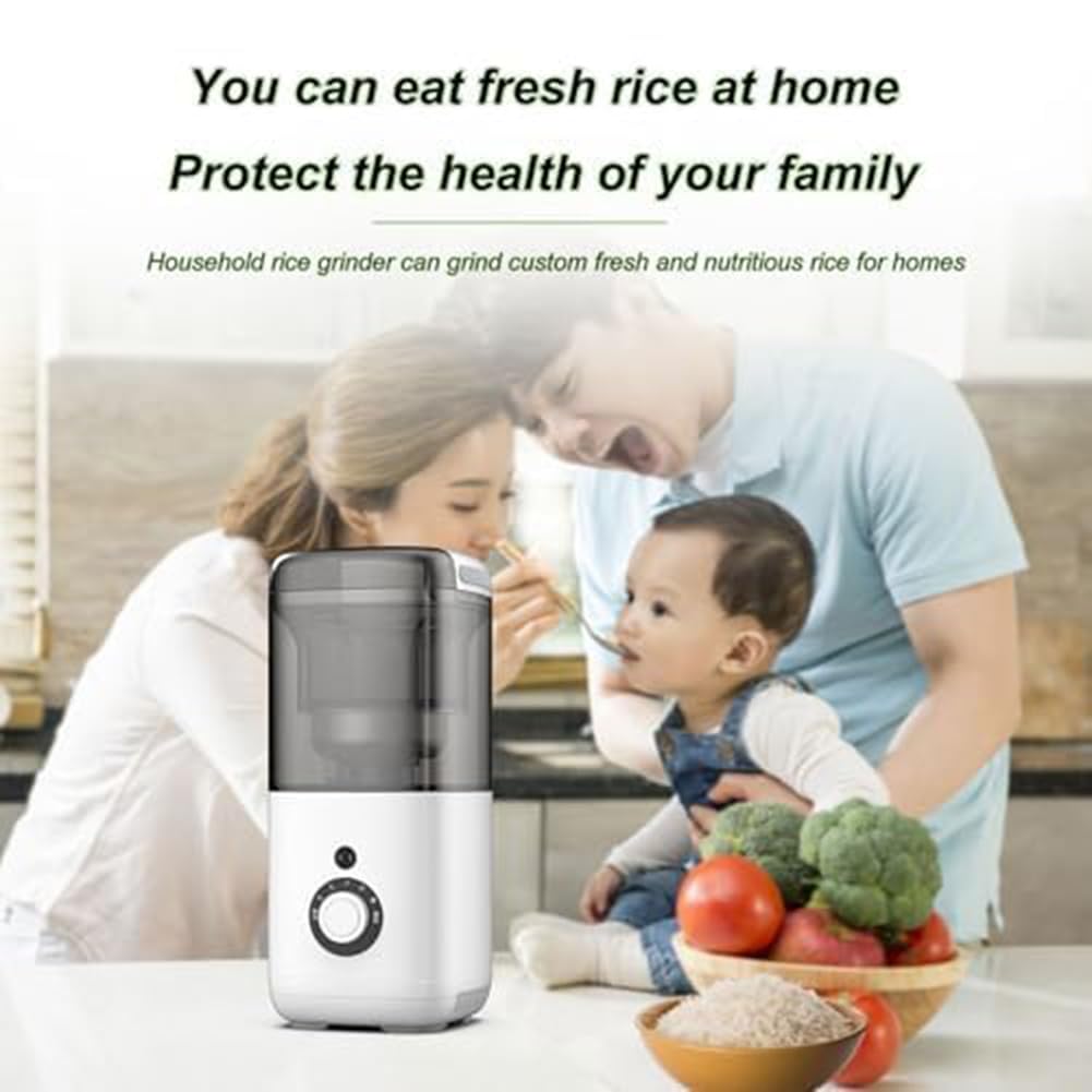 Macchina elettrica per riso, separatore da 300 W con 7 marce per fresatura di precisione, capacità 480 ml, produce riso in 3 minuti, ideale per uso domestico