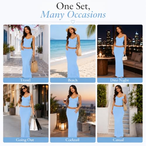 Image of Two Piece Skirt Set Women Maxi Long Skirt and Top Outfit