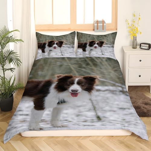 Housse de couette 200x200 microfibre douce fermeture éclair chien - 3
