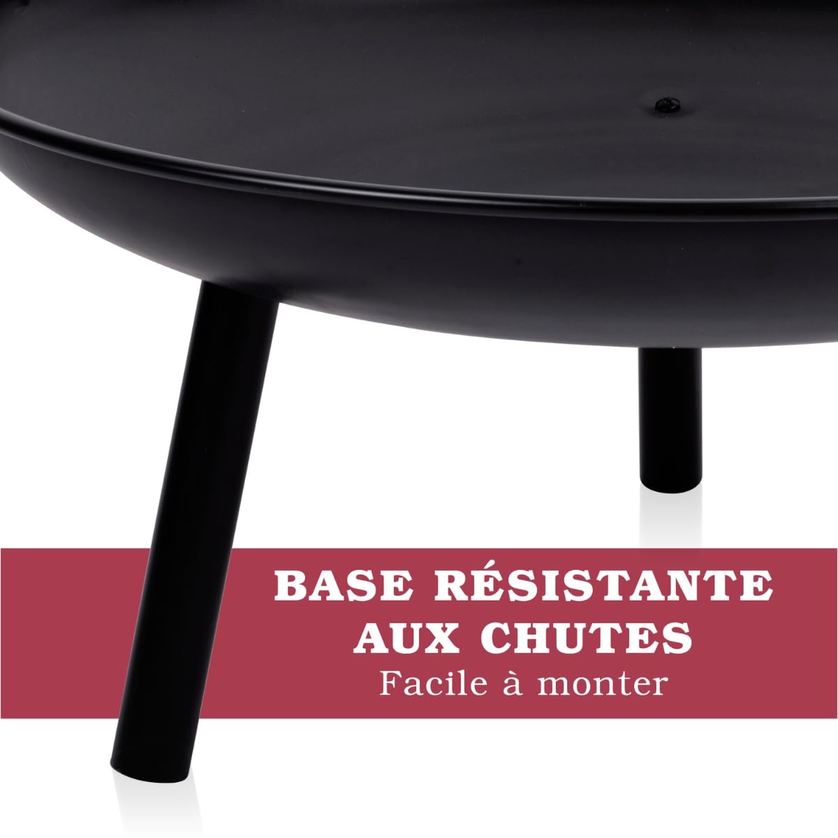 Alpina Brasero Extérieur Ø60 cm Incinérateur de Jardin sur Pied - Facile à Transporter avec Poignées - Décoration Jardin et Terrasse Extérieurs - Acier Au Carbone, Noir