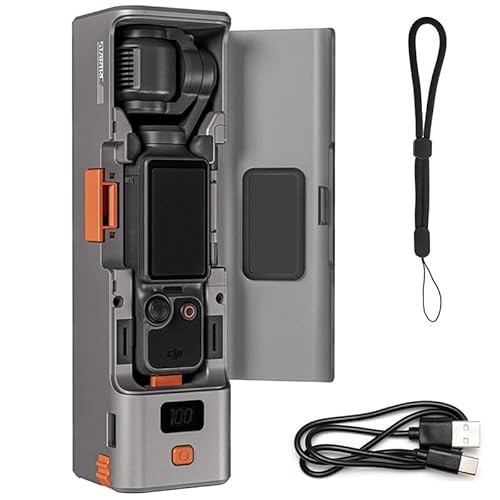 DJI Osmo Pocket 3 用 充電器 充電ケース バッテリーチャージャー 急速充電器 内蔵9000mAh LEDディスプレイ付き,充電ケーブル、ハンドストラップ付き