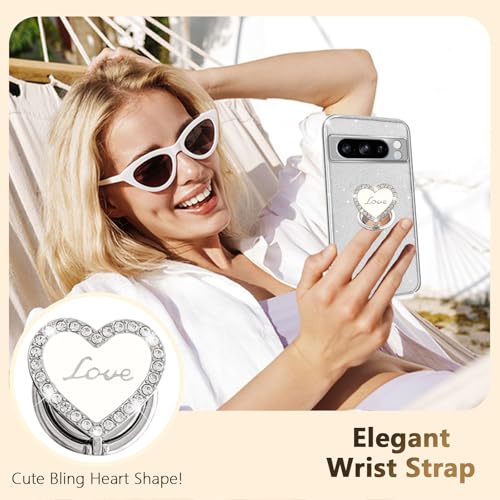 Coque anti-chute Google Pixel 8 Pro robuste transparente paillettes anneau - 4