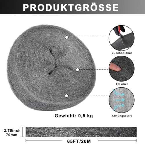 Image of Steel Wool Mice Control, 65FT(1.1LB)#0 Steel Wool, Keep Mouse Away from Holes, Barrier and Gap Filler for Home, Wall, Garden, Kitchen, Pipeline in Garage, Medium