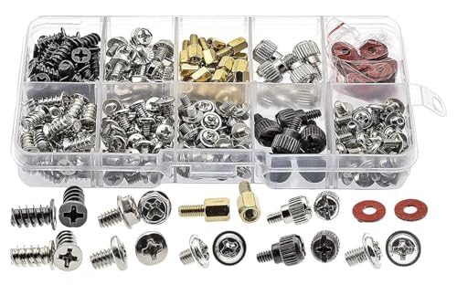 Image of XIKKART 228PCS PC Standoffs & Screws Assortment Kit | Motherboard Standoff Set M3 M3.5 M5 Screws with Washers for Computer Case, SSD, HDD, GPU, Fan Mounting | PC Build & Repair Hardware Screw Set Kit