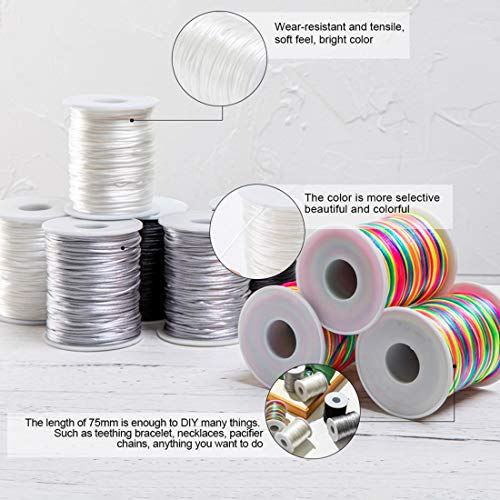 let’s make Weiße Satin Rattail Schnur für Baby Zahnen Halskette 75 m DIY Bastelbedarf Holzspielzeug
