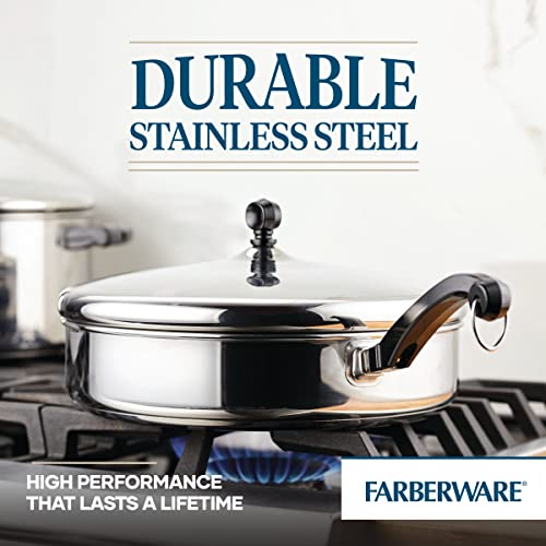 Image of Farberware Classic Saute Pan / Frying Pan / Fry Pan with Lid and Helper Handle - 4.5 Quart, Silver, 50012