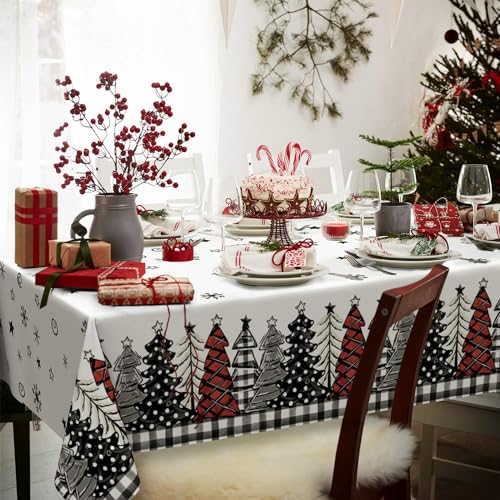 Horaldaily 3 Pack Christmas Disposable Tablecloth, Snow Trees Plastic Rectangular Table Cover for Birthday Anniversary Party Decoration 54×108 Inch – Image 4