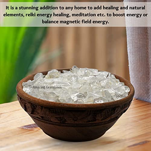 Image of Amazing Gemstone Clear Quartz Crystal Chips and Tiny Crystals for Aquarium Gravel - Bulk Fish Tank Gravel, Small Tumbled Stone Chips and Tiny Crystals for Decoration (Natural AAA Grade Gemstones)