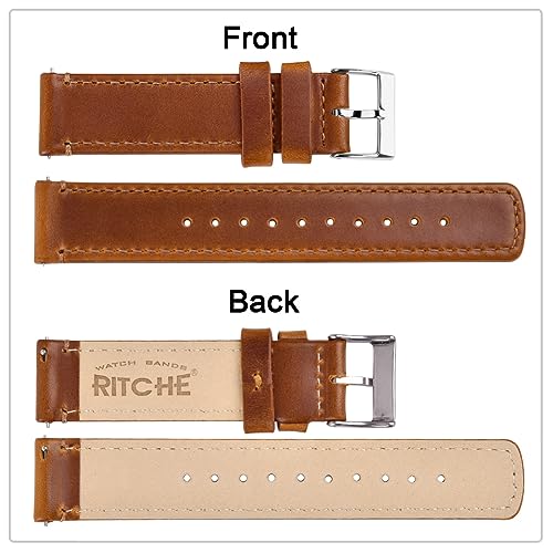 Ritche Christmas Gift Quick Release Leather Watch Band Leather Watch Strap 18mm 19mm 20mm 21mm 22mm 23mm or 24mm for Men and Women, White Elephant Gifts, Stocking Stuffers For Men - Image 6