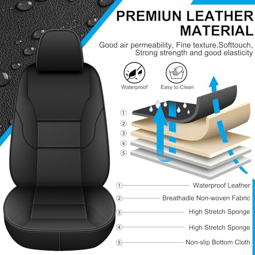 Image of AOMSAZTO Custom Fit Seat Cover for Honda HRV 2016-2018 EX EX-L&2016-2022 LX | Full Set Faux Leather HR-V Car Seat Protector Black
