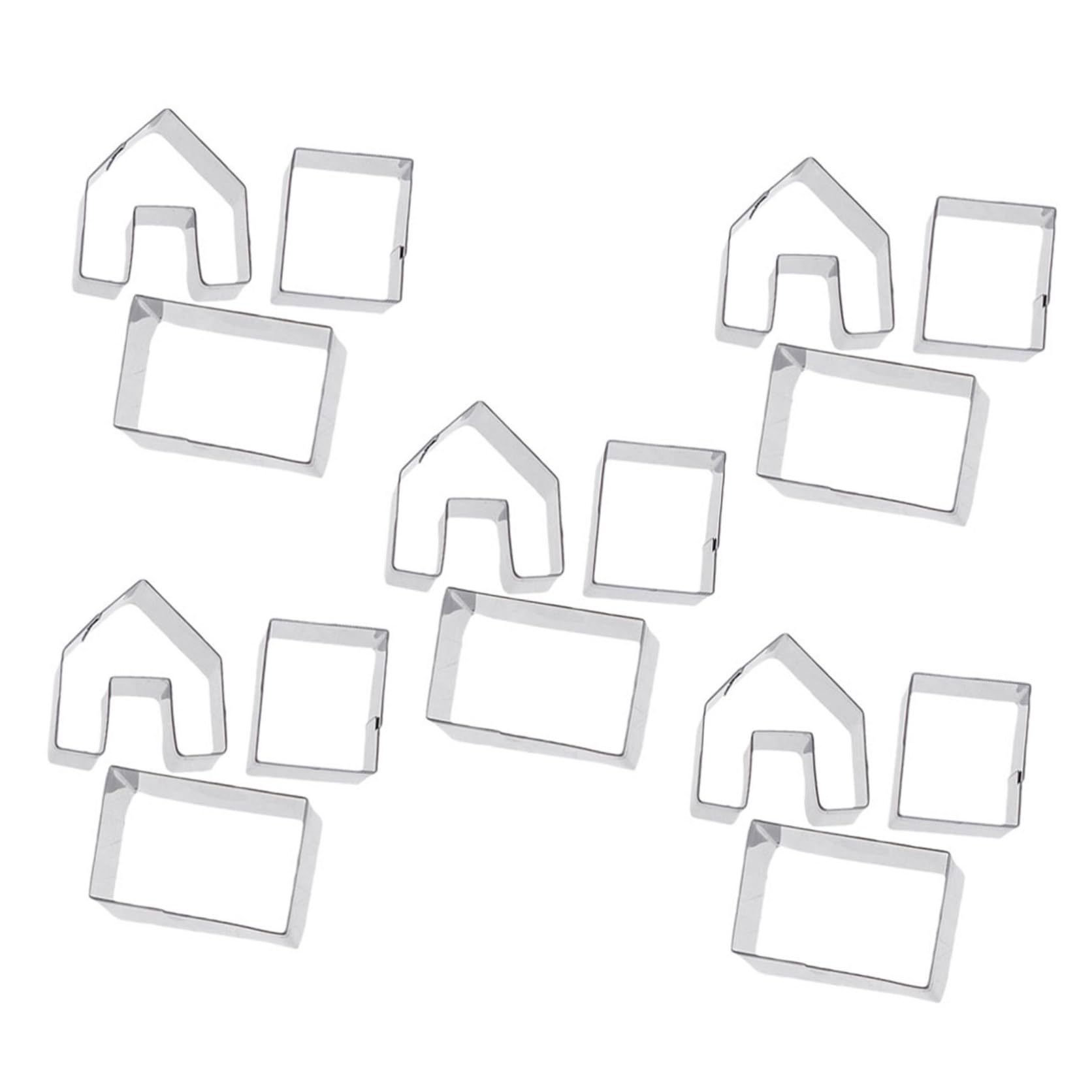 Toyvian Emporte-Pièces Maison d'Épices Noël Moules à Biscuits Mini Maison Acier Inoxydable Lot de 15 Sets de Pièces Découpe Pâte Pâtisserie pour Biscuits Fondant Fête Amateurs de Pâtisserie