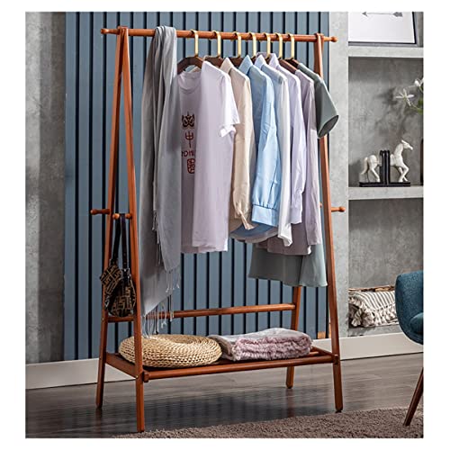 MIIKHI Perchero de madera para colgar ropa, con estantes, grande, independiente, plegable, para colgar ropa en el dormitorio