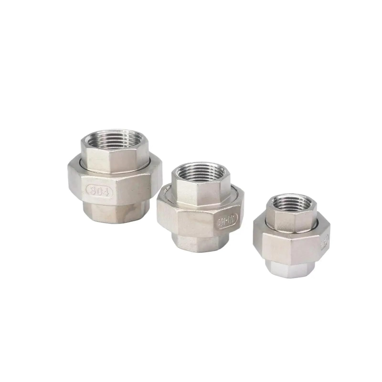 AUOQKQUT 1pc Equal 1/8" BSP Female Thread 304 Stainless Steel Hex Socket Union Set Pipe Fitting Connector AUOQKQUT