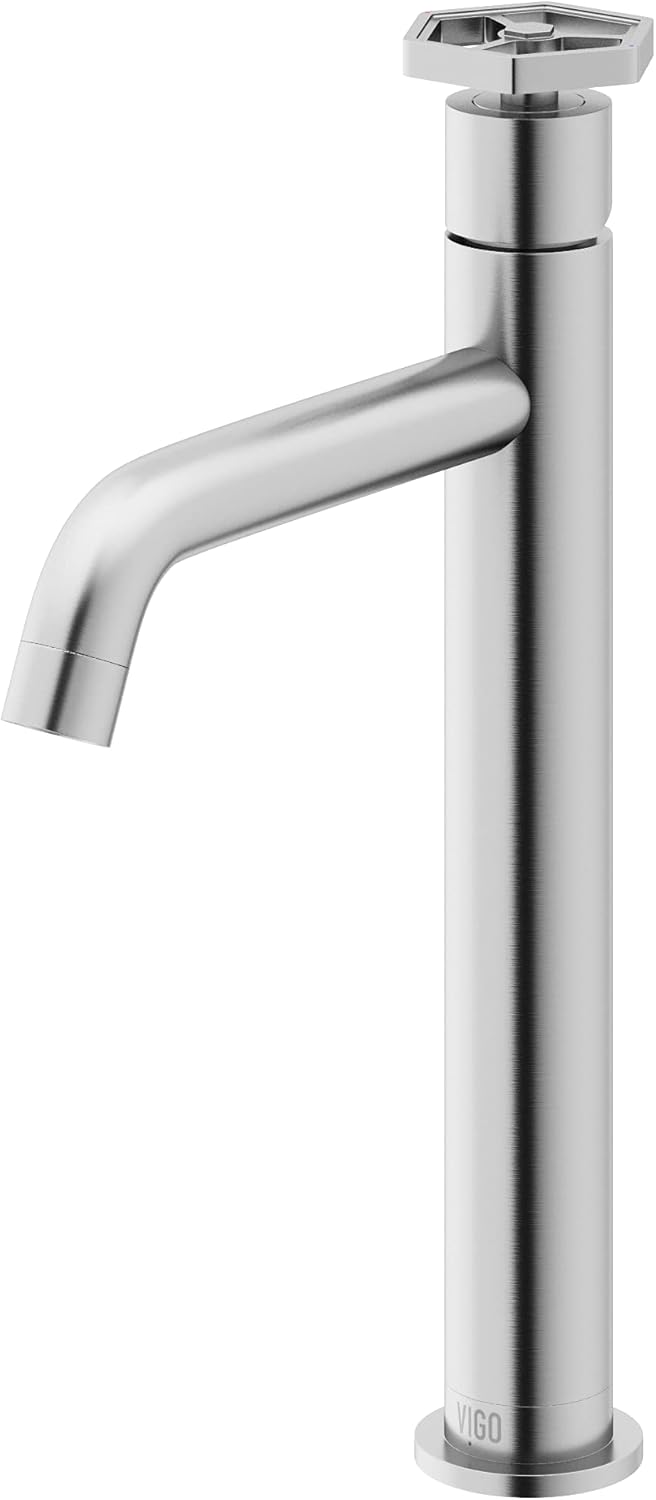 VIGO Ruxton 12'' H Single Handle Single-Hole Bathroom Vessel Faucet in Brushed Nickel-VG03033BN