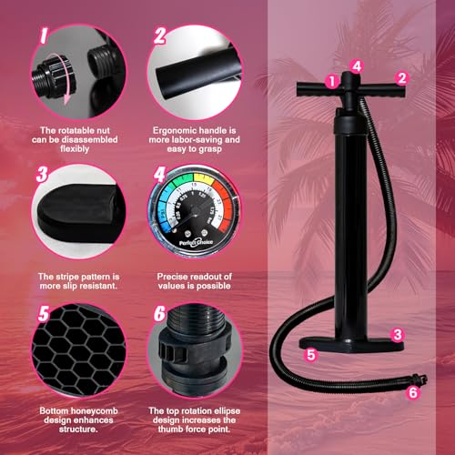 FunWater Inflatable Stand Up Paddle Board 10\'6\"/11\"/11\'6\" Paddle Board for Adults & Youth, Paddleboards Inflatable with Premium SUP Accessories, Wide Stable, Non-Slip Comfort Deck (Pink Turtle)