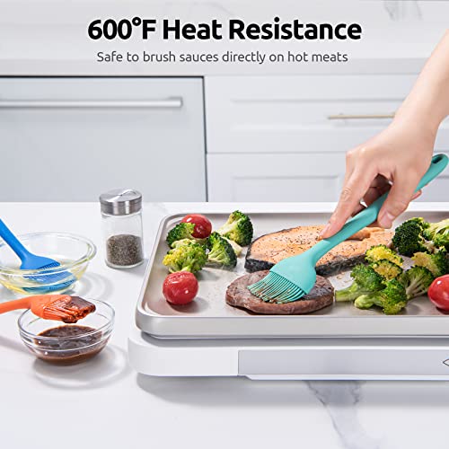 Image of Angled Silicone Pastry Brush: U-Taste 600ºF Heat Resistant Kitchen Basting Cooking Baking Food Rubber Head-Up Baster Brush for Oil Sauce BBQ Butter Grill Meat Egg Bread (2 Small + 1 Large)