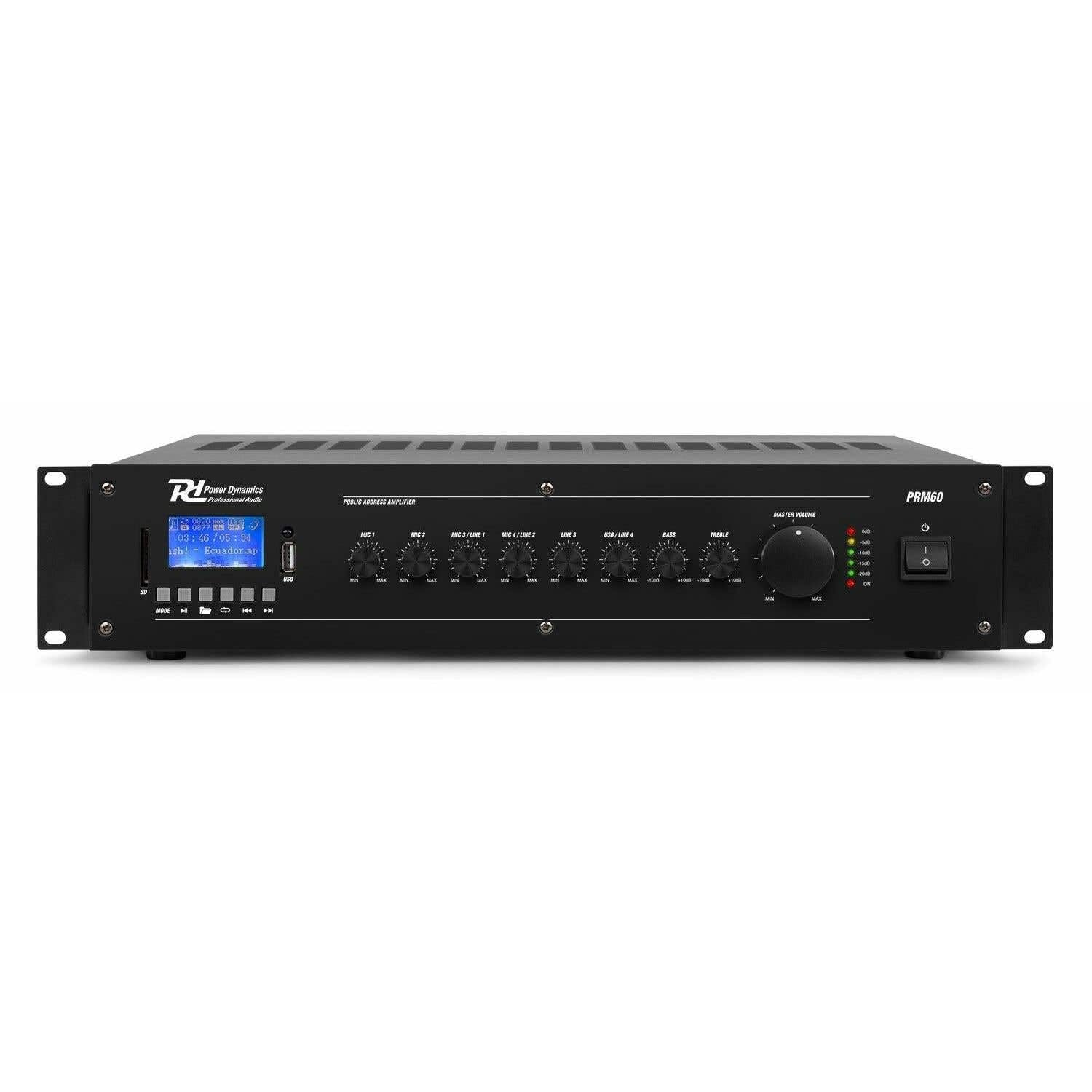 Amplificatore 60W mono zona da 100V 8Ohm con BT, SD, USB mod. PRM60