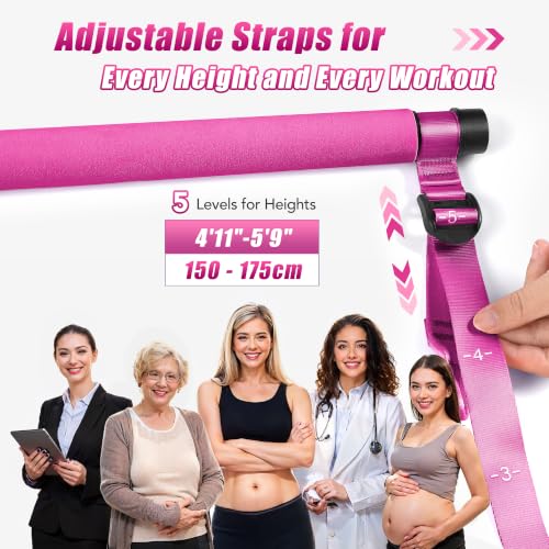 Image of Upgraded Pilates Bar Kit with Resistance Bands Natural Latex for Women & Men, Heavy-Duty Stainless Steel Multifunctional Yoga Pilates Stick for Home Gym Exercise Fitness Equipment Full-Body Workouts