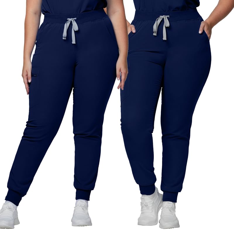 Image of Kitmaz Scrub Pants for Women - Mid Rise 4-Way Stretch Anti-Wrinkle Slim Fit Jogger Pants, Drawstring & 5 Pockets