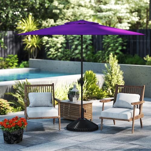 Image of Abba Patio 9FT Lyon Outdoor Patio Umbrella Outdoor Table Umbrella with Crank Market Umbrella 8 Sturdy Ribs UV Protection Waterproof and Push Button Tilt for Garden Deck Backyard,Purple