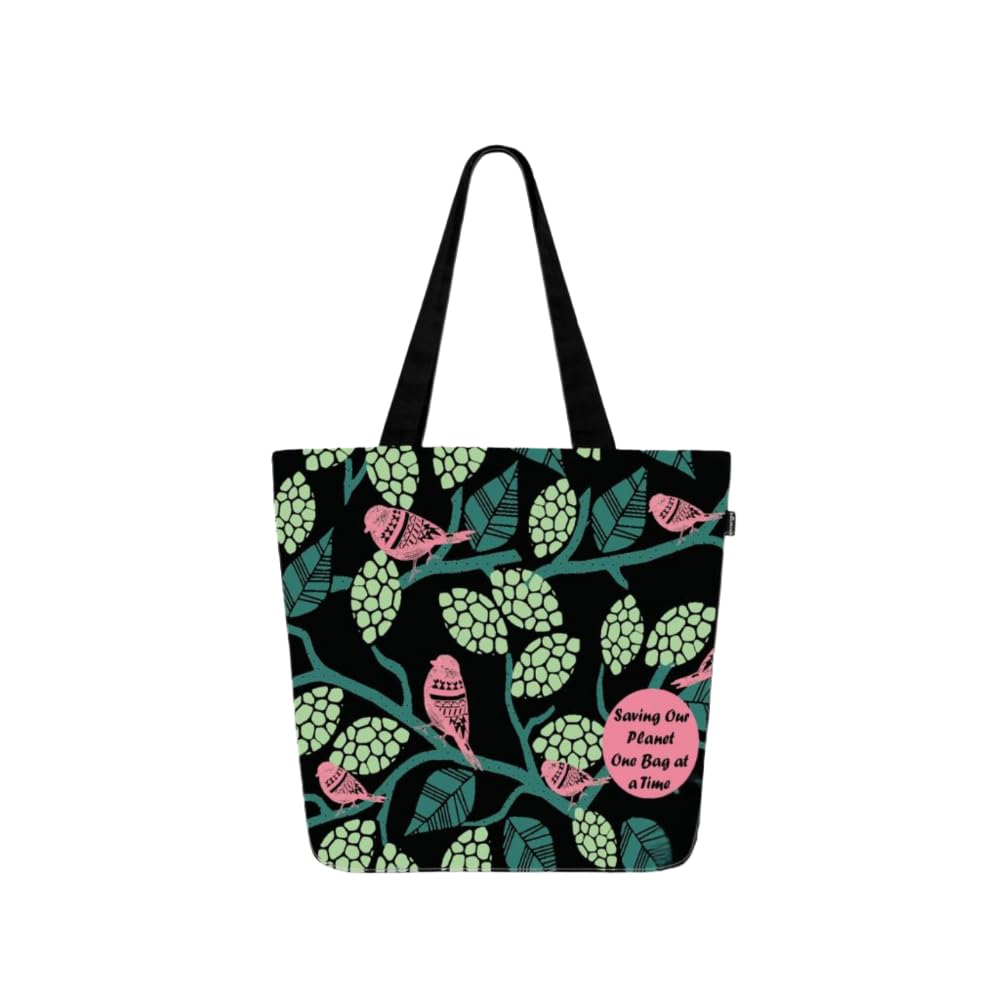 Eco Right Large Canvas Tote Bag for Women, Tote Handbags for Women with Zipper & Inner Pocket for College, Shopping, Office, Sparrows, One Size