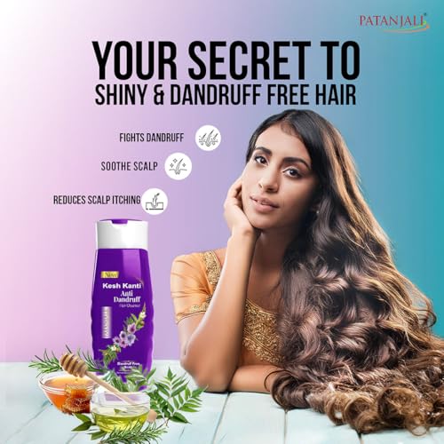 Image of Patanjali Kesh Kanti Anti Dandruff Hair Cleanser 180ML, Natural Nourishing Shampoo, Herbal Care for Healthy Hair, Scalp Cleansers for Men and Women, All Hair Types