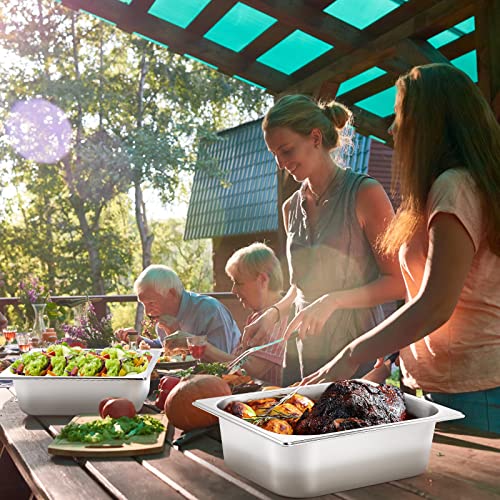 Topzea TO-STEAMTABLEPAN-1/2-10CM-4P 4 Pack Half Size Hotel Pans, 1/2 Size 4 Inch Deep Stainless Steel Steam Table Pan Catering Food Pan Chafing Dishes Dinner Buffet Server Breading Tray Batter Bowl thumb #4