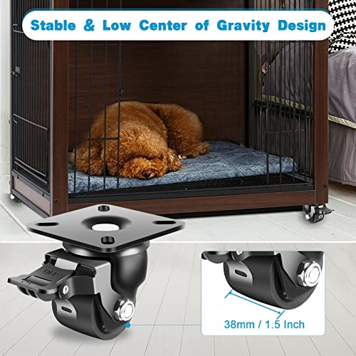 Nefish 2 Inch Heavy Duty Caster Wheels with Brake, Extra Width Plate Swivel Industrial Castor Set of 4 Load Capacity 2200 LBS, Sturdy Nylon Furniture Casters Wheels for Cart, Furniture, Workbench