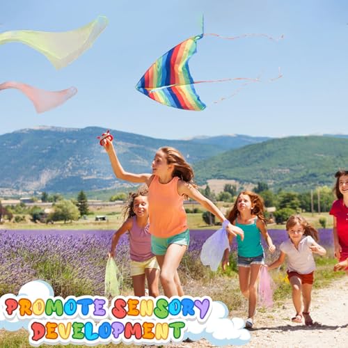 Hopton 20 Stück Jongliertücher, Chiffontücher für Tanzen, 60 x 60 cm Bunte Seidentücher, Bunte Tücher für Kindergarten Kindershow Sensorisches Jonglieren Tanzen