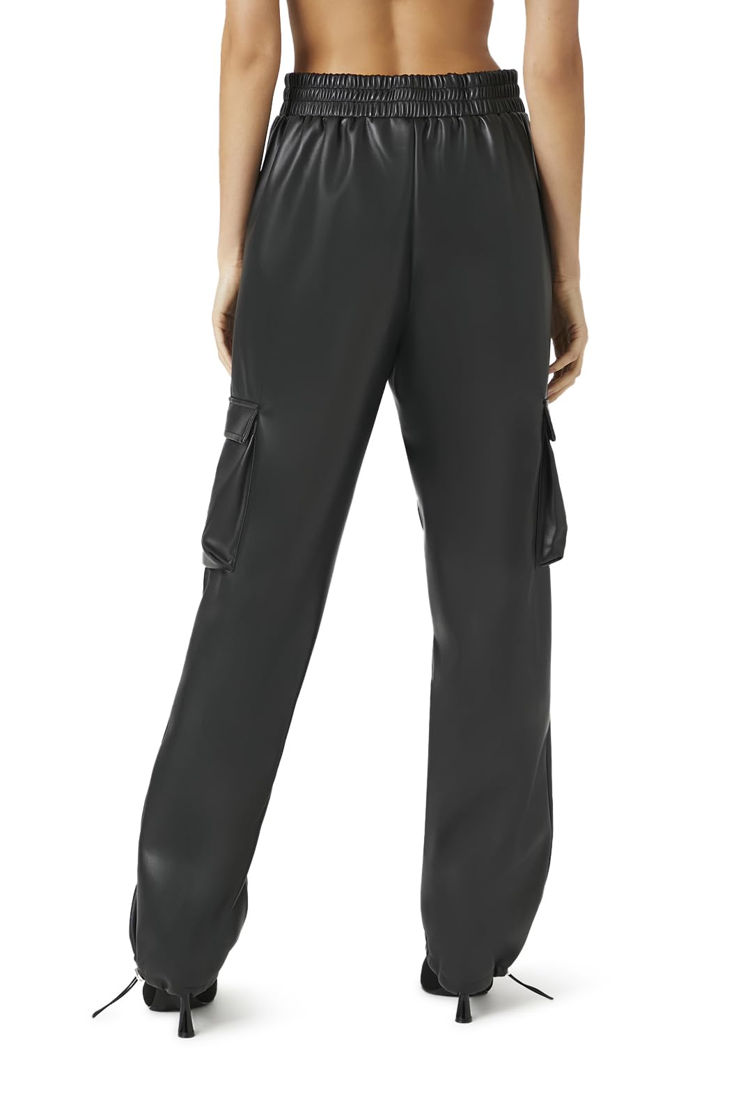 Forever 21 Faux Leather Cargo Pants Pantalon décontracté, Noir, M Femmes