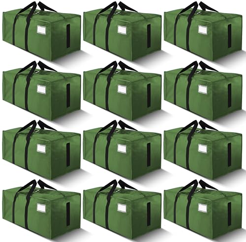 Image of HOMESURE Supports 200lbs Heavy Duty Moving Bags - Strong Zipper & Wrap-Around Handles - Water-Resistant Storage Totes, Durable Alternative to Moving Boxes - 12 Pack - Olive Green