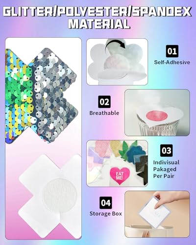 Image of CICKEE Pasties Rave Pack - 15 Pairs Nipple Covers Stickers - Disposable Sticky Breast Petals