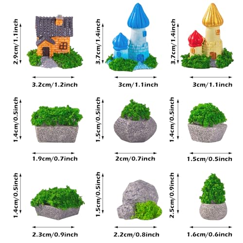 Cayway Miniatuur feeëntuin Zenguin Accessoires 53 stuks mini-model boom, weide, huis miniatuur ornament kit, miniatuur tuindecoratie voor miniatuur tuinaccessoires - Afbeelding 4