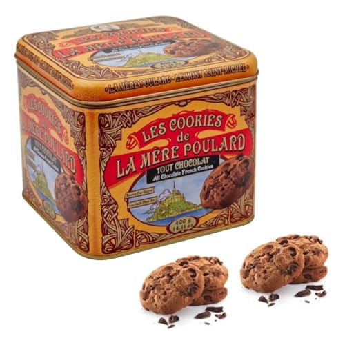 La Mère Poulard® | Galletas de mantequilla pura y todo chocolate | Lata de galletas francesas con mantequilla y chocolate | Galletas De Mantequilla Pura - 400 Gr | Galletas De Regalo De Leche
