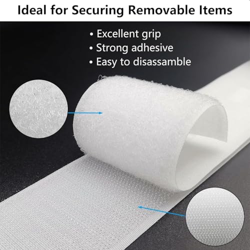 Image of 48 Sets White Hook Tape with Adhesive, 1'' X 4'' Hook and Loop Tape, Tapes with Adhesives for Fabric (White, 48 Sets)