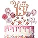 Conruich 13. urodziny dekoracja tortu zestaw Hello 13. urodziny ciasto Topper Rose Gold Cake Topper z papierowymi wachlarzami i konfetti balony brokatowe babeczki Topper na 13. urodziny impreza dekoracja