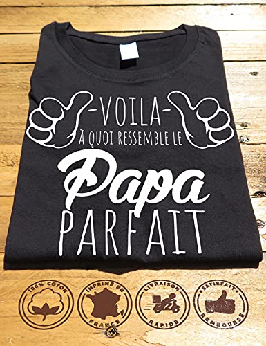 L'abricot blanc T-Shirt Voila à Quoi Ressemble Un Papa Parfait - Noir Taille L - Image 7