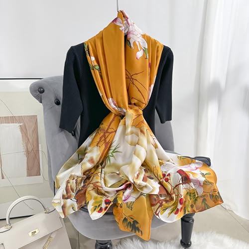 Image of MALINA Women's Polyester Silk Satin Stole Scarf - Soft Lightweight Fashion Wrap, Elegant Floral & Gradient Design, summer stole,Scarf For Women,Premium Stole,Large Size 180x90 cm'