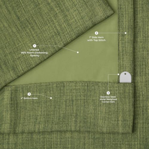 Image of HPD Half Price Drapes Grommet Linen Curtains 120 Inches Long Room Darkening Curtains for Bedroom & Living Room (1 Panel), 50W x 120L, Tuscany Green
