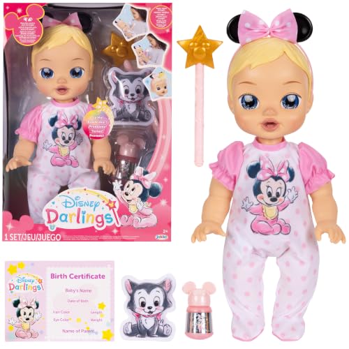Disney Darlings 13-Inch Interactive Baby Doll Magical Lights Sounds Music & Wand Minnie-Inspired Nurturing Doll with Accessories Multiple Skin Tones Eye Colors Ages 2 and Up