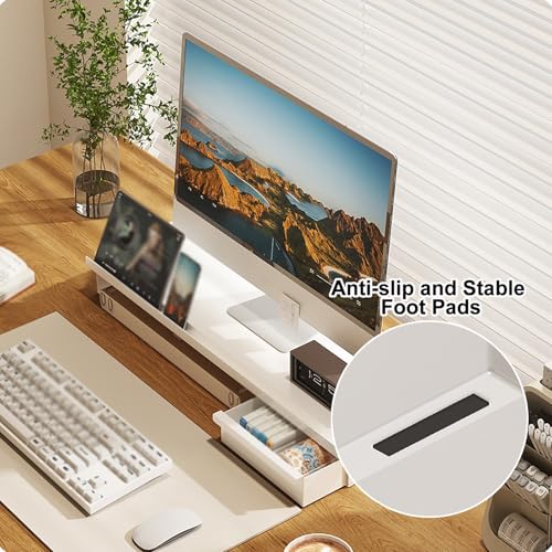 Support ecran ordinateur acier carbone avec porte telephone et tiroir - 6